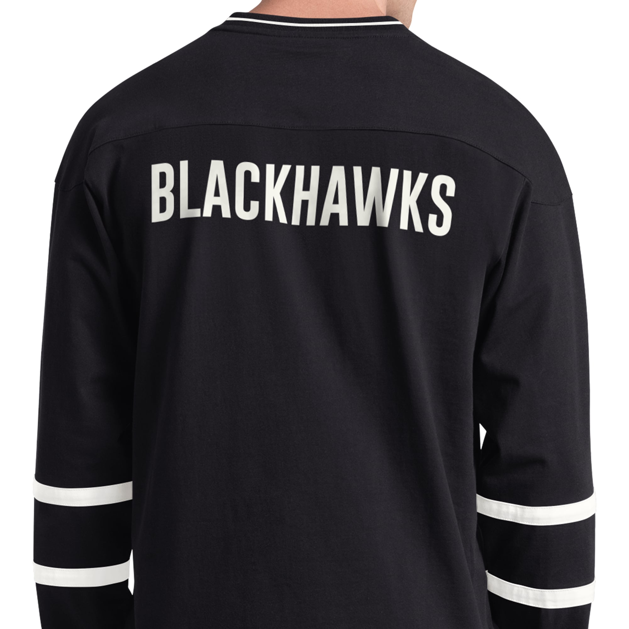 T-shirt à manches longues et col en V Starter Black Chicago Blackhawks pour homme