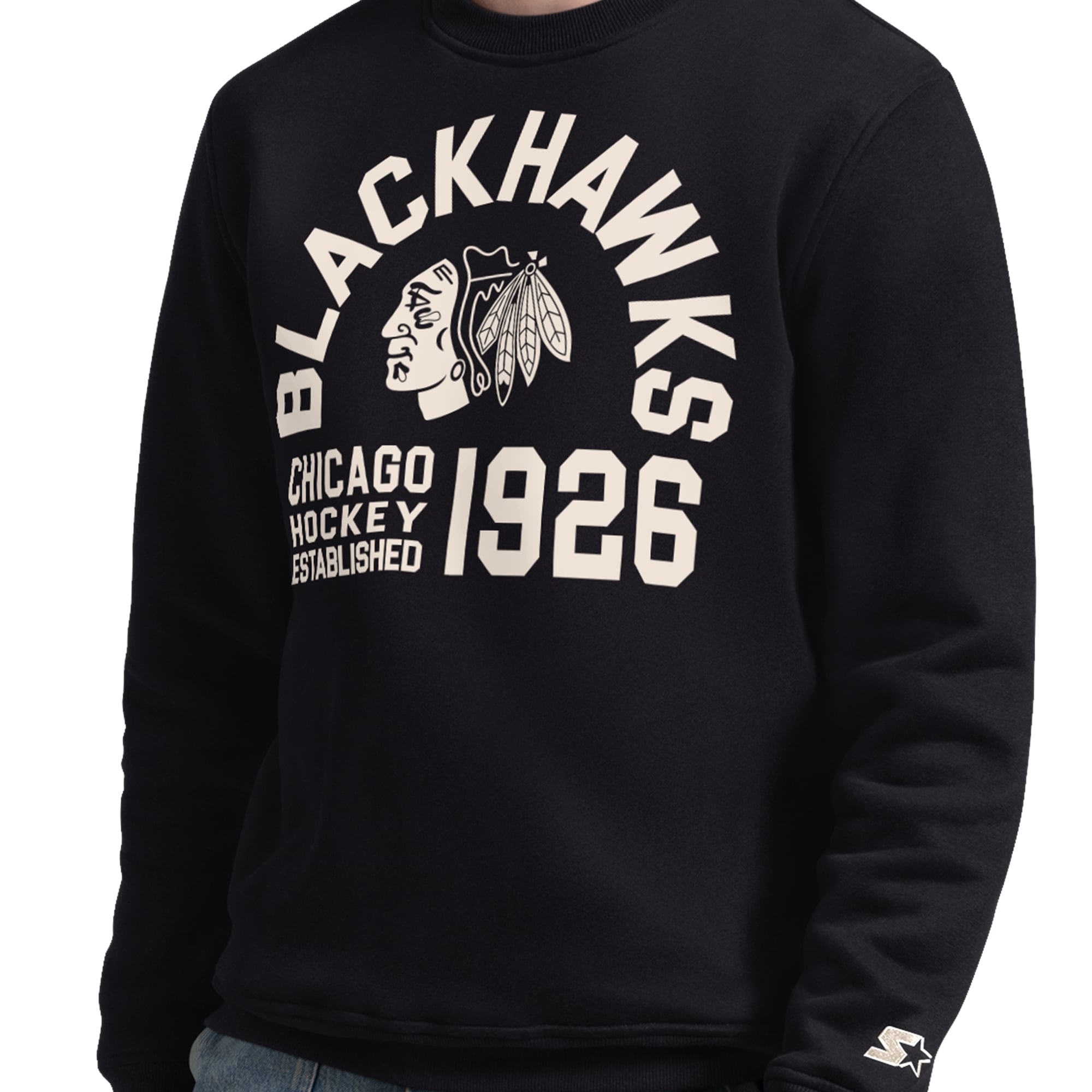 Sweat-shirt d'après-match Starter noir pour homme des Blackhawks de Chicago