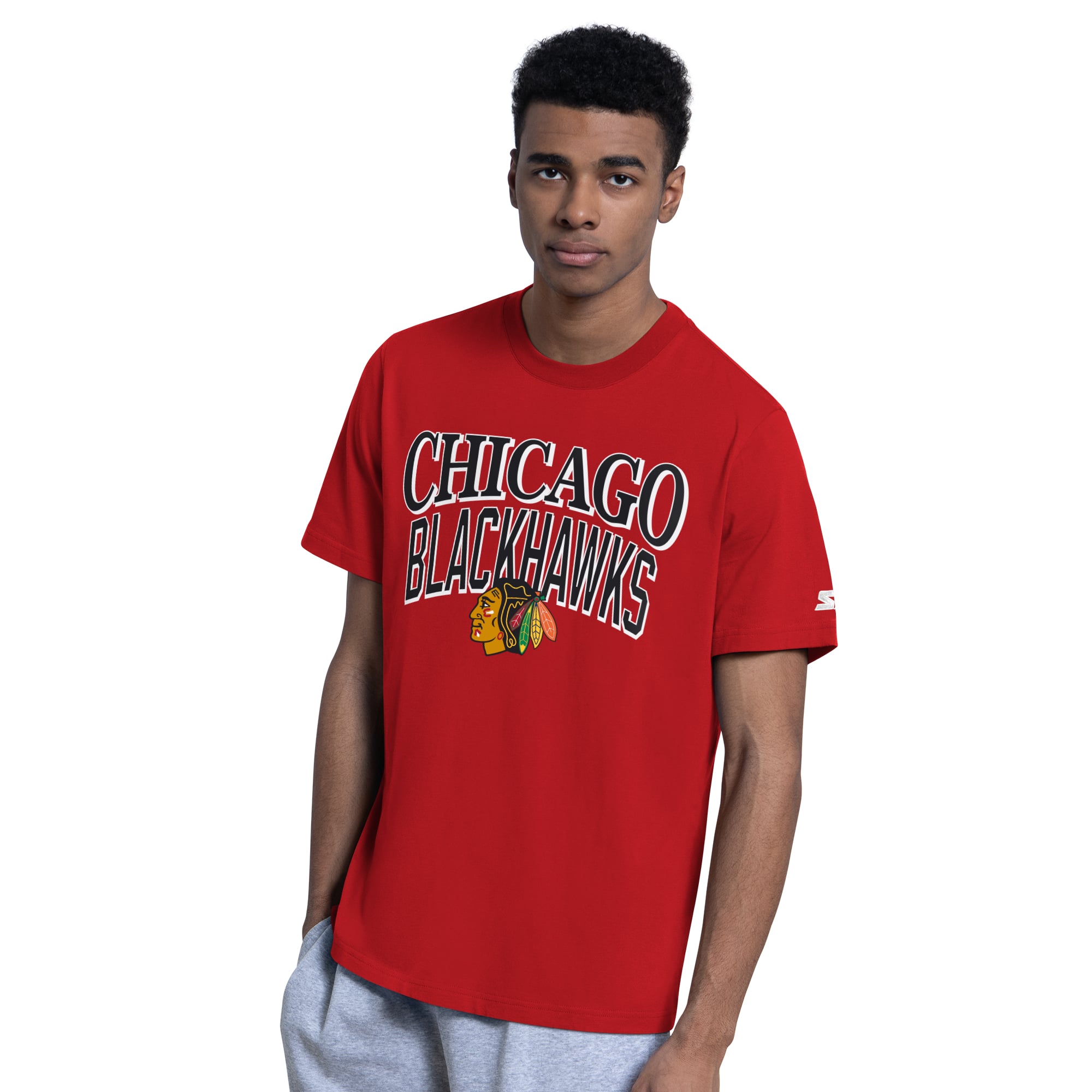 Ensemble de deux t-shirts Starter rouges/gris chiné des Blackhawks Chicago pour hommes