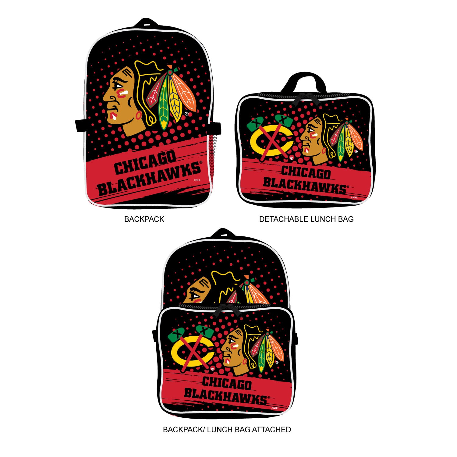 MOJO Chicago Blackhawks Backpack & Lunch Box 2-Piece Set
