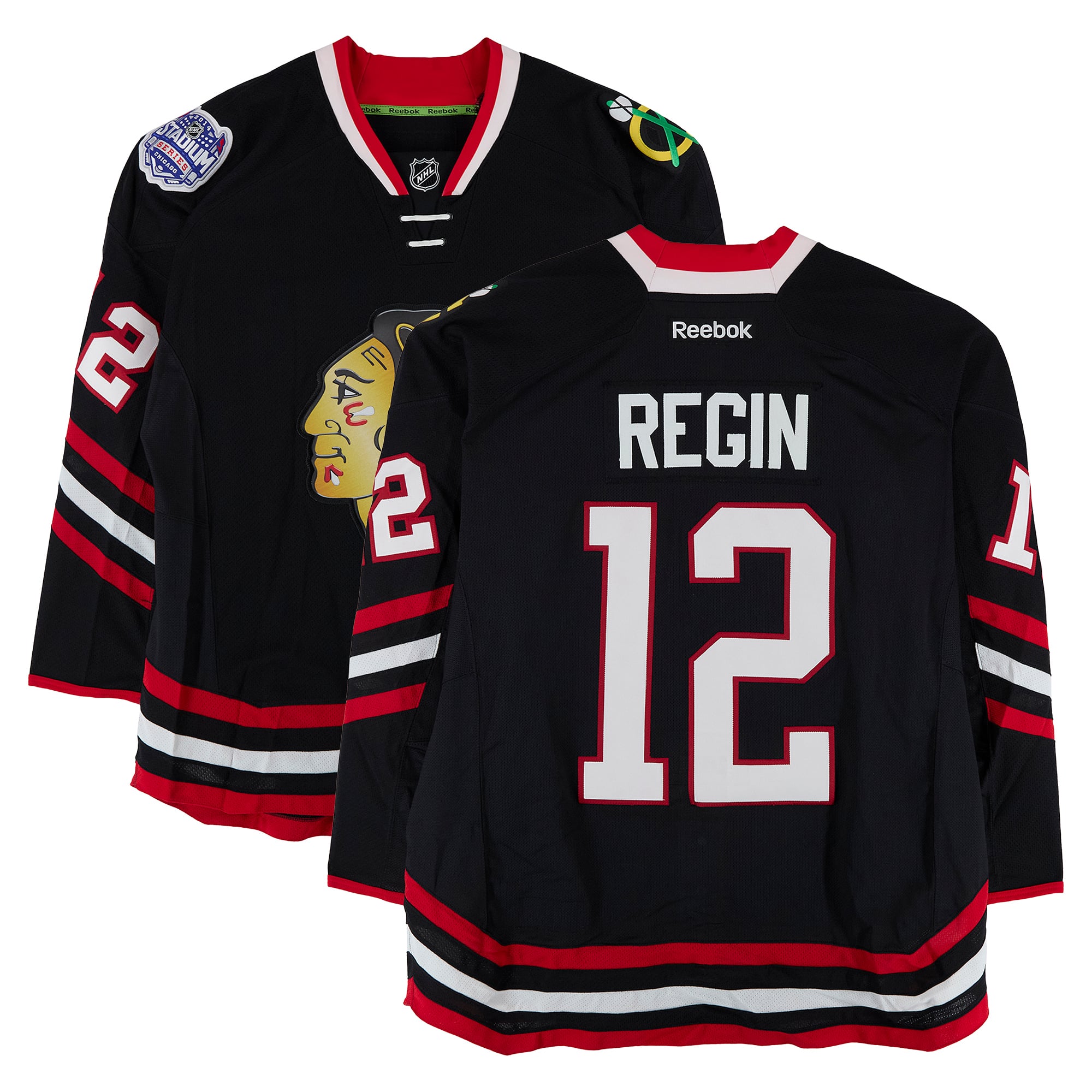 Peter Regin Chicago Blackhawks Player-Issued #12 Black Jersey vs. Pittsburgh Penguins on March 1, 2014