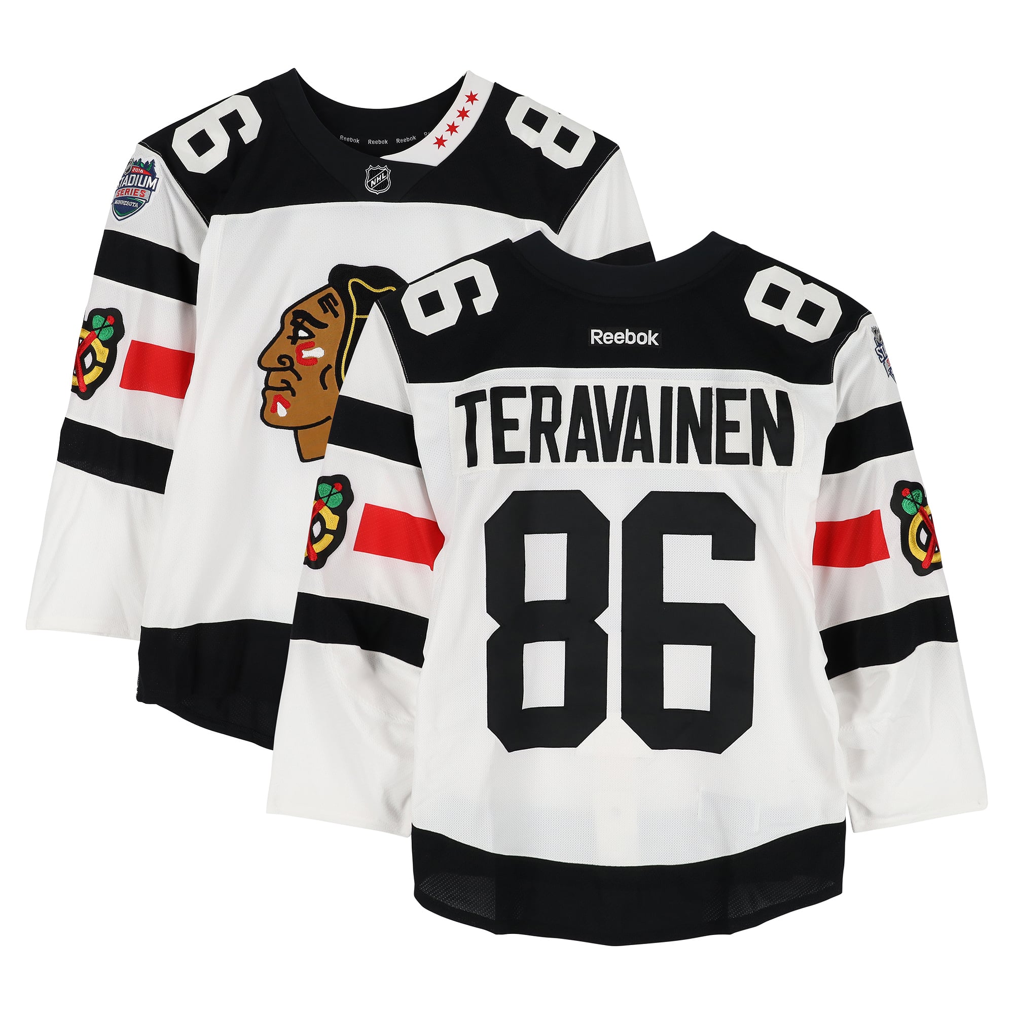 Teuvo Teravainen Chicago Blackhawks Practice-Used #86 White Jersey vs. Minnesota Wild on February 21, 2016
