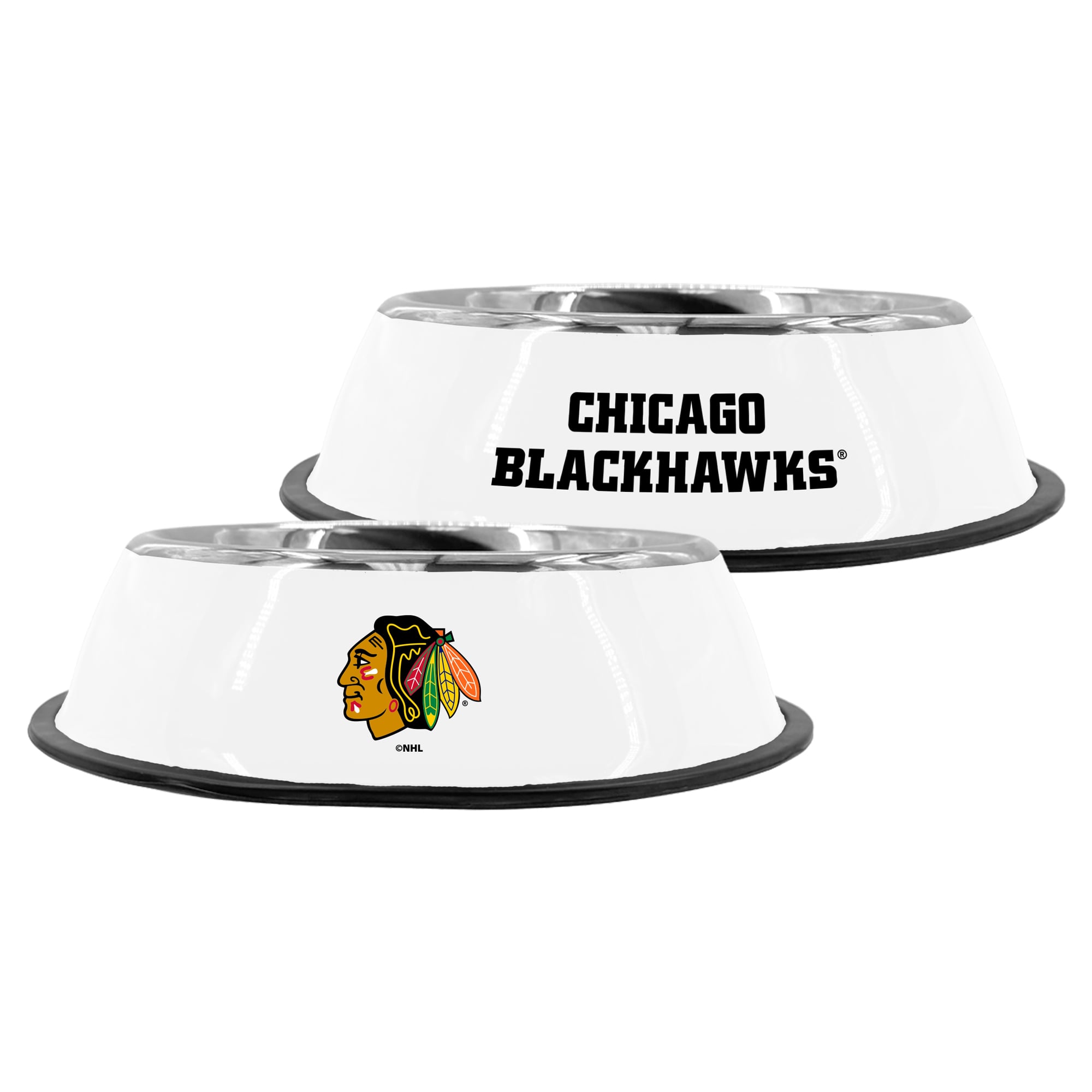 Gamelle pour animaux de compagnie en acier inoxydable de 23 cm (9 po) des Blackhawks de Chicago de The Memory Company