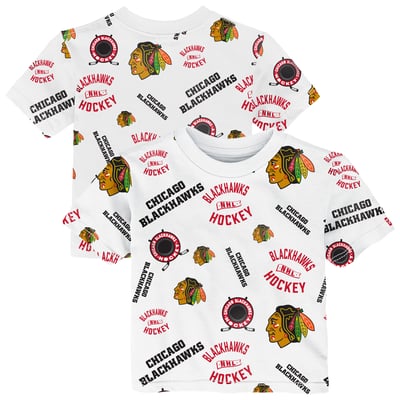 Chicago Blackhawks Outerstuff Toddler Run Down Allover Print T-Shirt - White