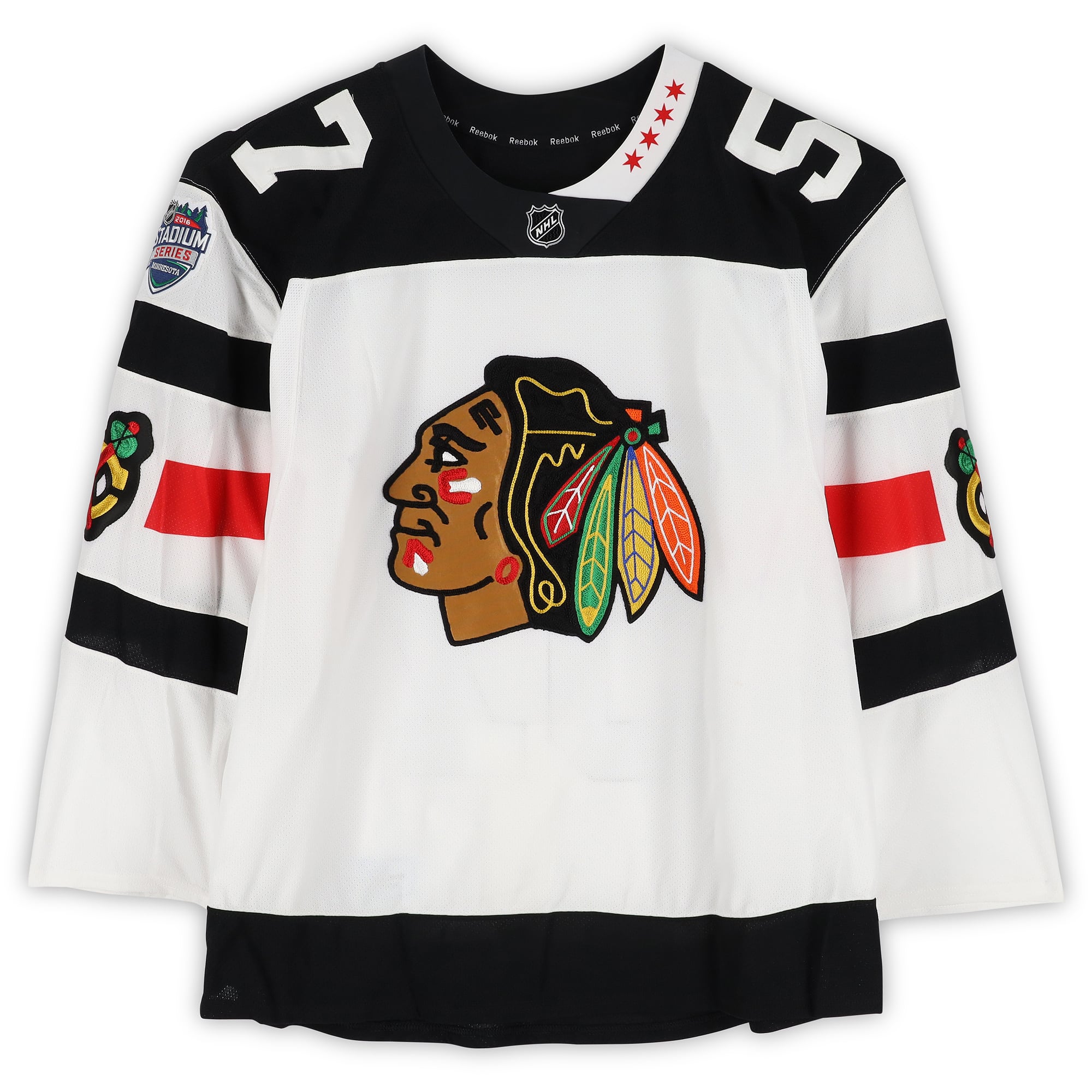 Trevor van Riemsdyk Chicago Blackhawks Practice-Used #57 White Jersey vs. Minnesota Wild on February 21, 2016