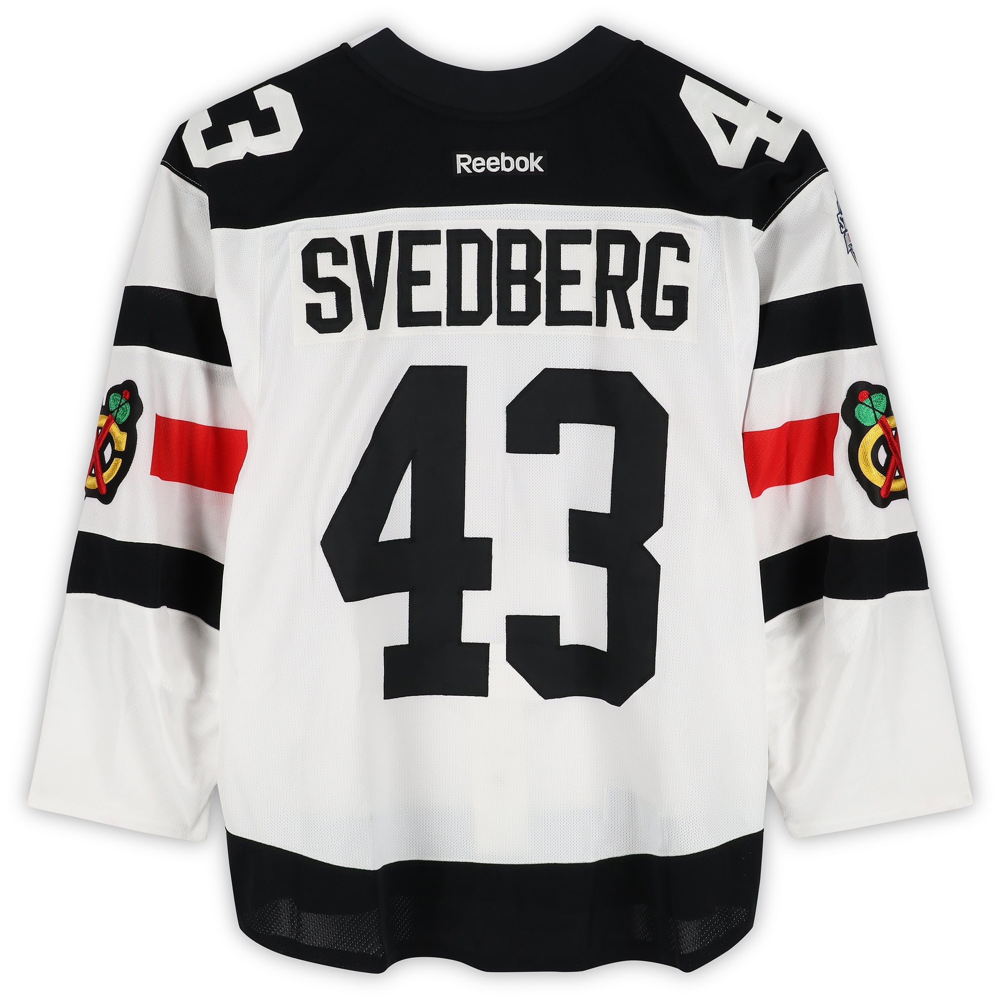 Viktor Svedberg Chicago Blackhawks Practice-Used #43 White Jersey vs. Minnesota Wild on February 21, 2016