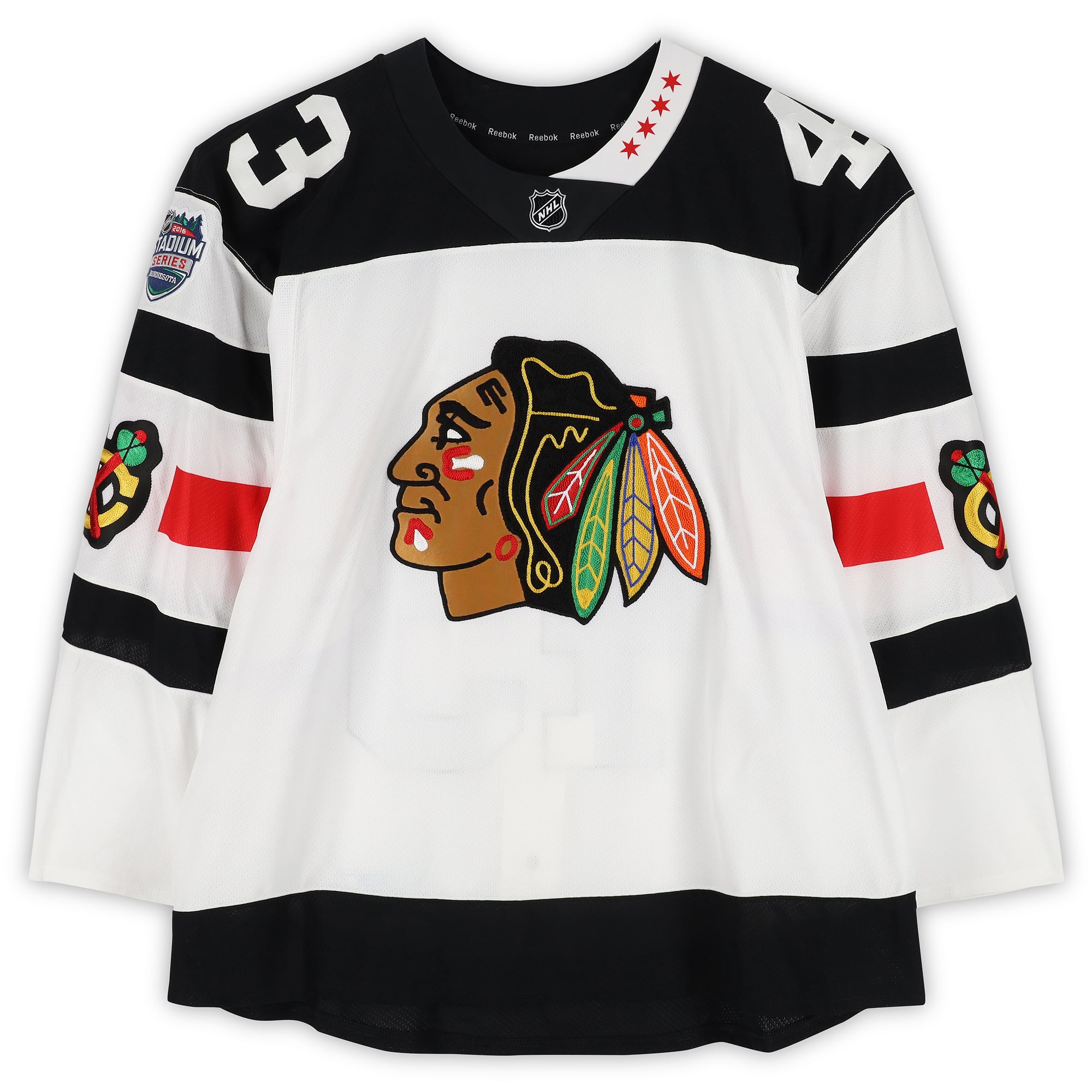 Viktor Svedberg Chicago Blackhawks Practice-Used #43 White Jersey vs. Minnesota Wild on February 21, 2016