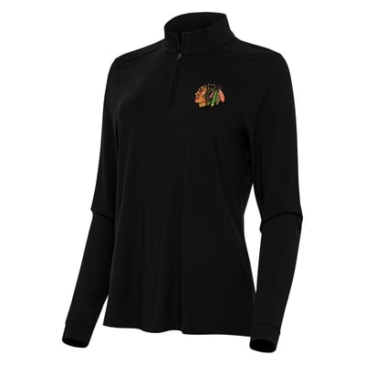 Chicago Blackhawks Antigua Women's Intent Quarter-Zip Top - Black