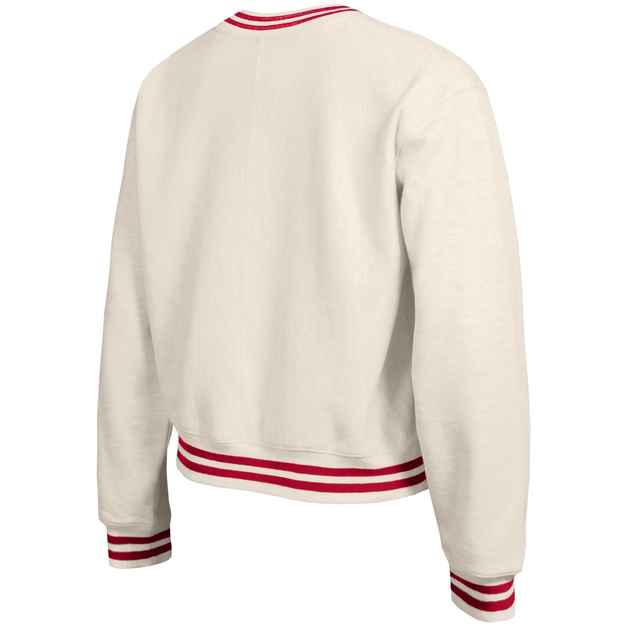 Sweat-shirt Champion crème pour femme, motif Bold Laurels des Blackhawks de Chicago, en fil tissé inversé.
