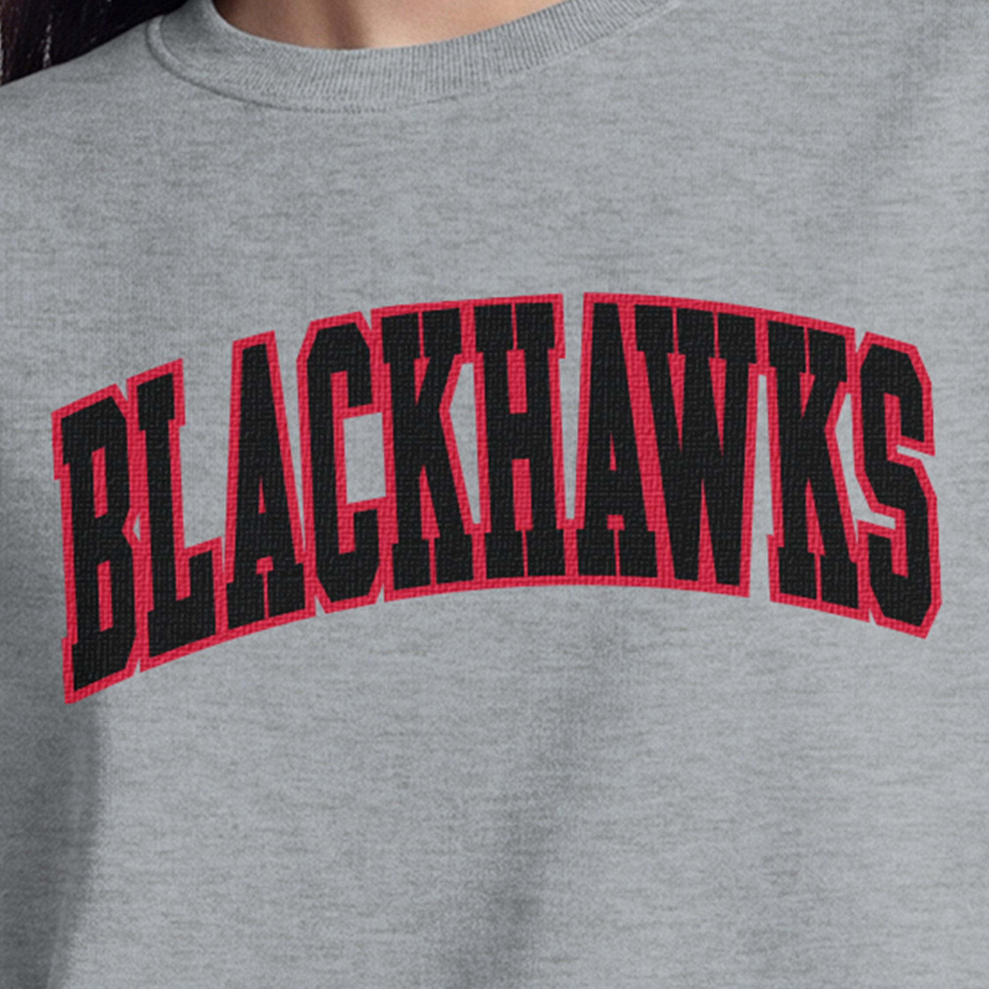 Women's Champion  Heather Gray Chicago Blackhawks Applique Crewneck Sweatshirt