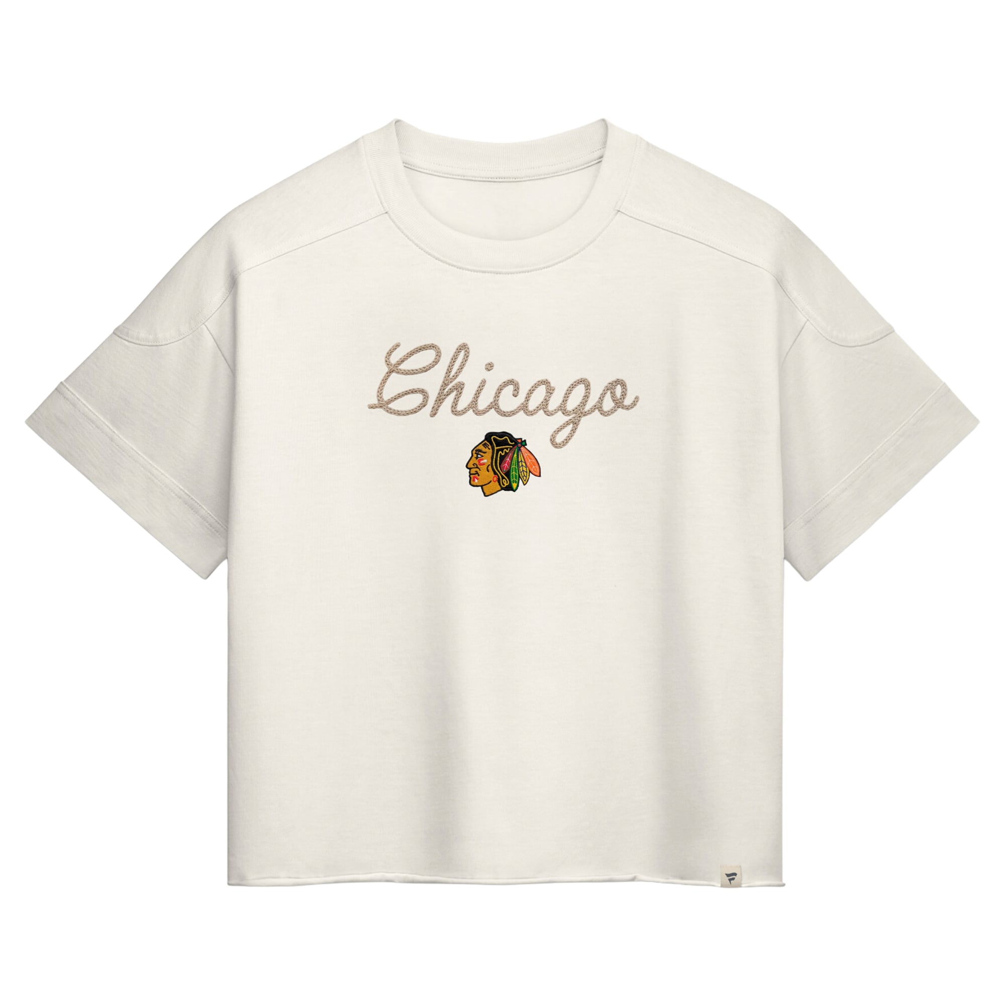 Haut à coutures chaînette crème Fanatics Chicago Blackhawks pour femme