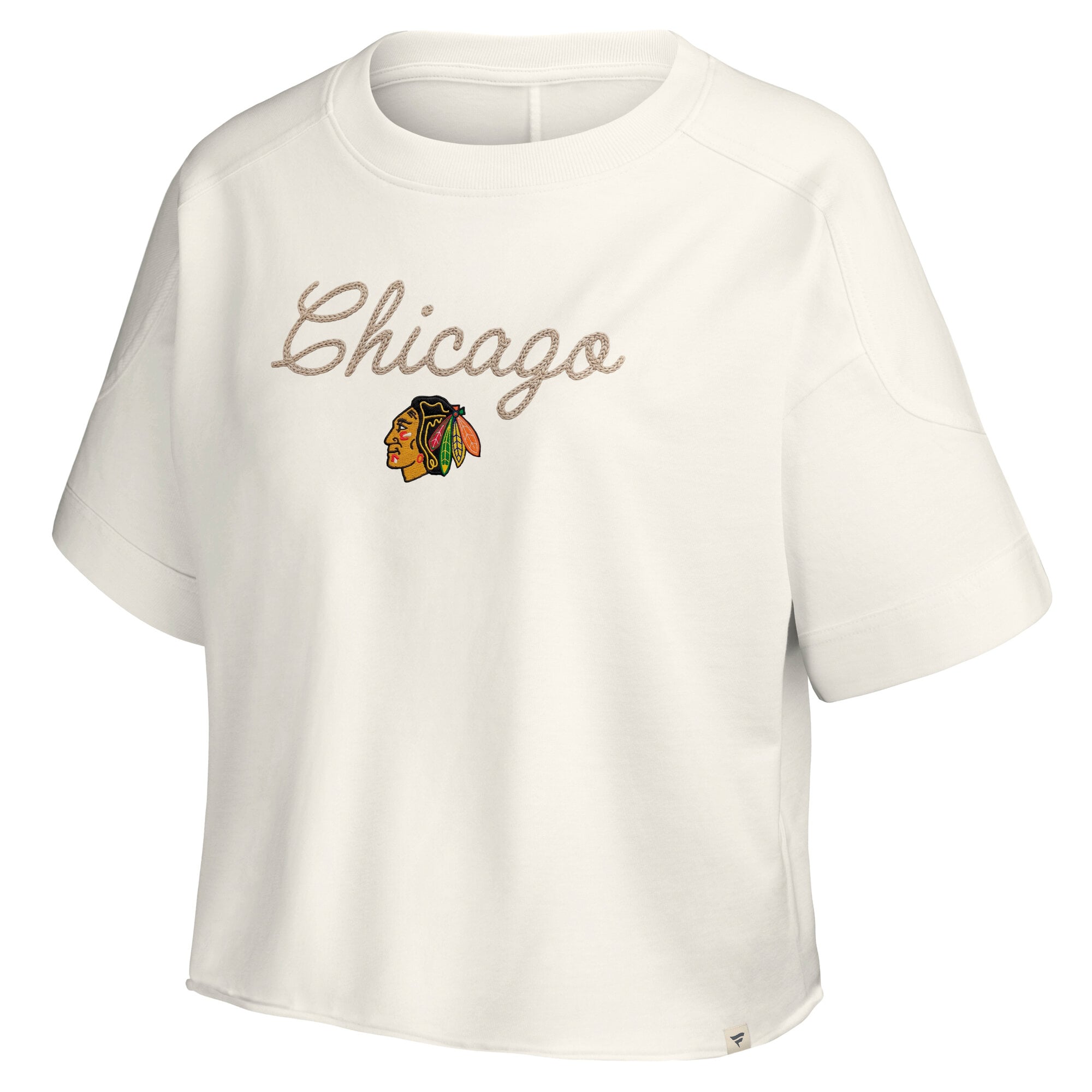 Haut à coutures chaînette crème Fanatics Chicago Blackhawks pour femme