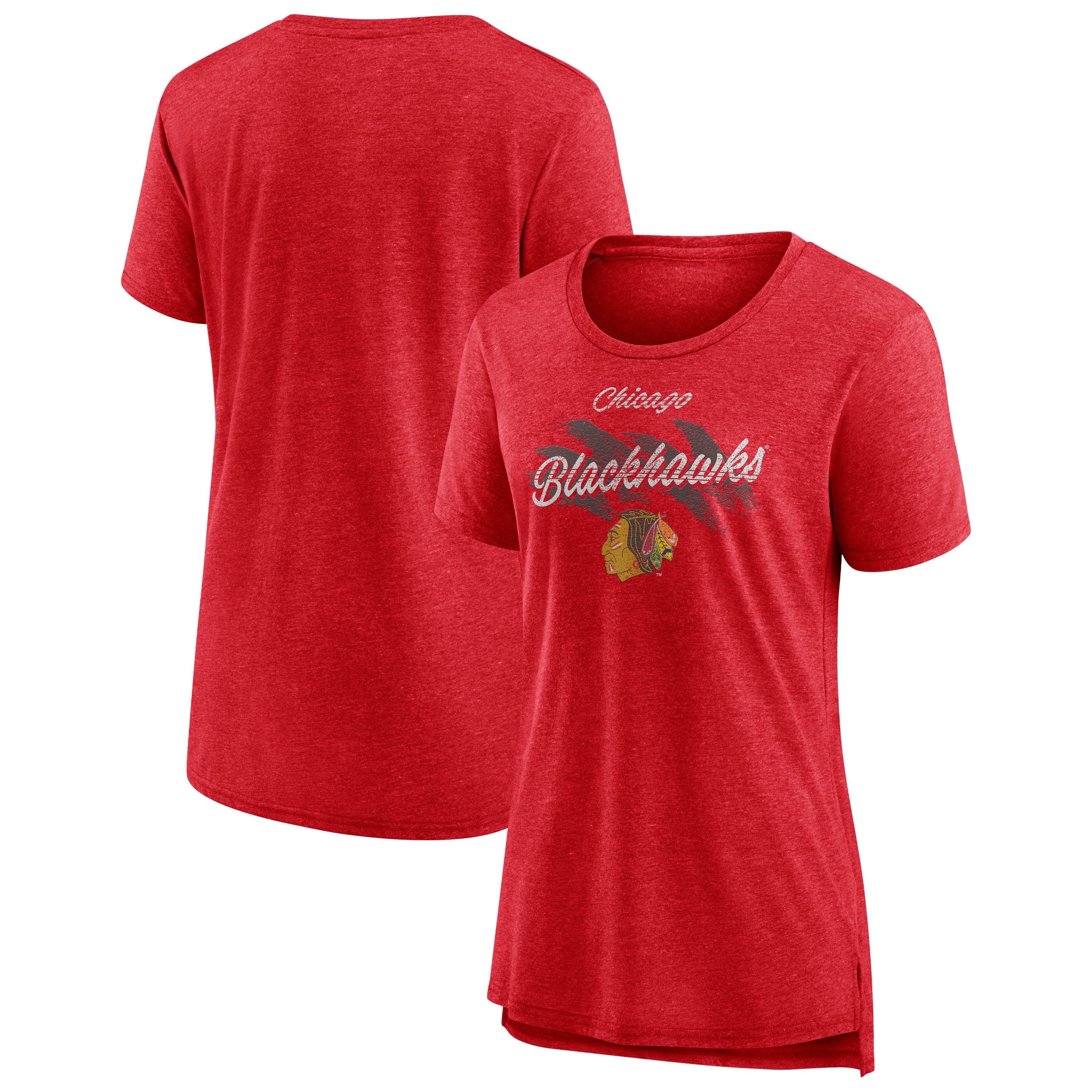 Women's Fanatics Red Chicago Blackhawks Hit the Ice Tri-Blend T-Shirt