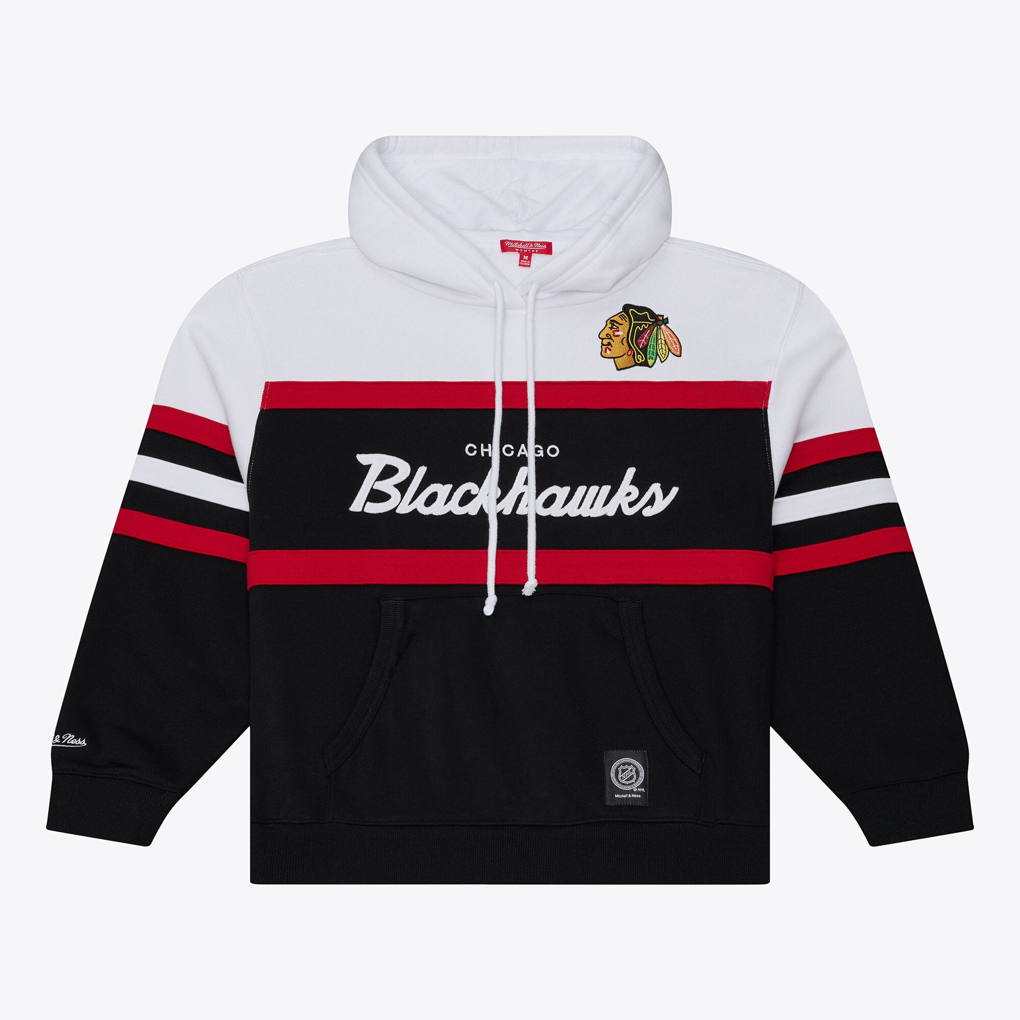 Women's Mitchell & Ness  White/Black Chicago Blackhawks Head Coach Hoodie