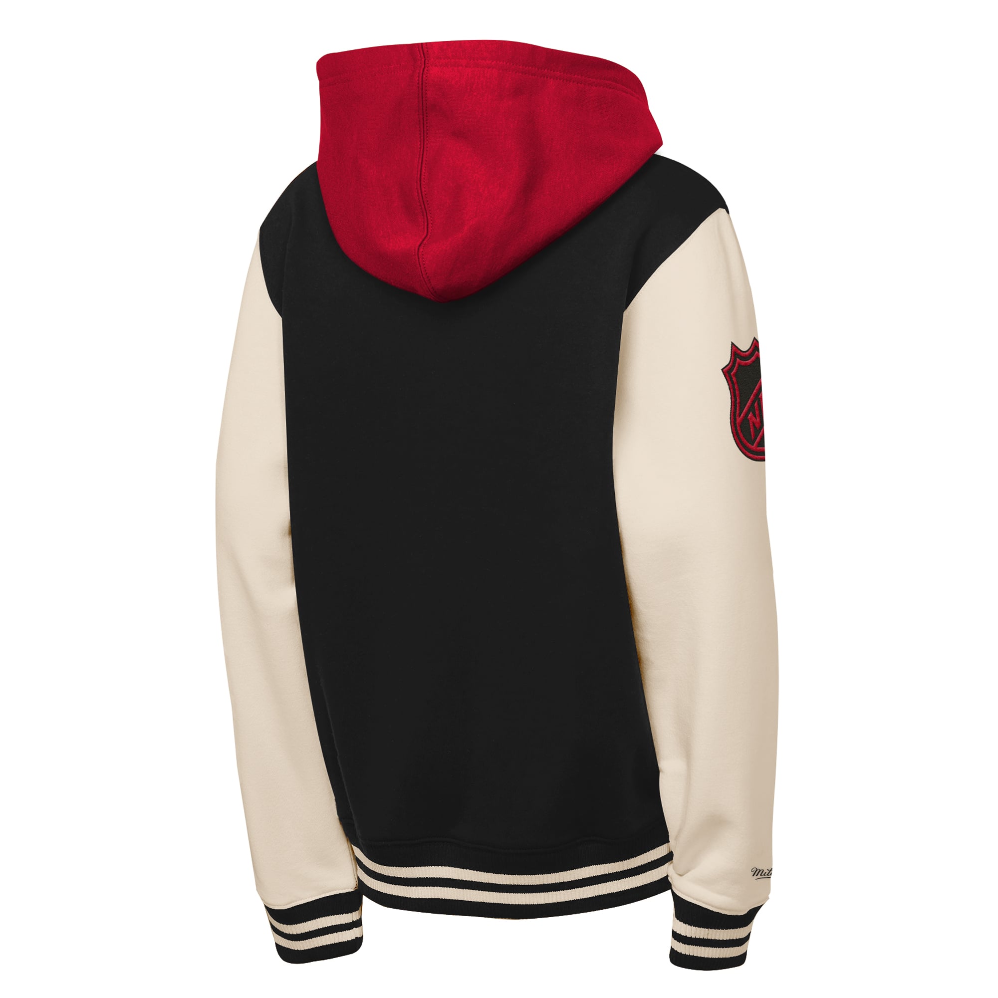 Veste polaire Mitchell & Ness noire Chicago Blackhawks pour enfant, fermeture à boutons-pression.