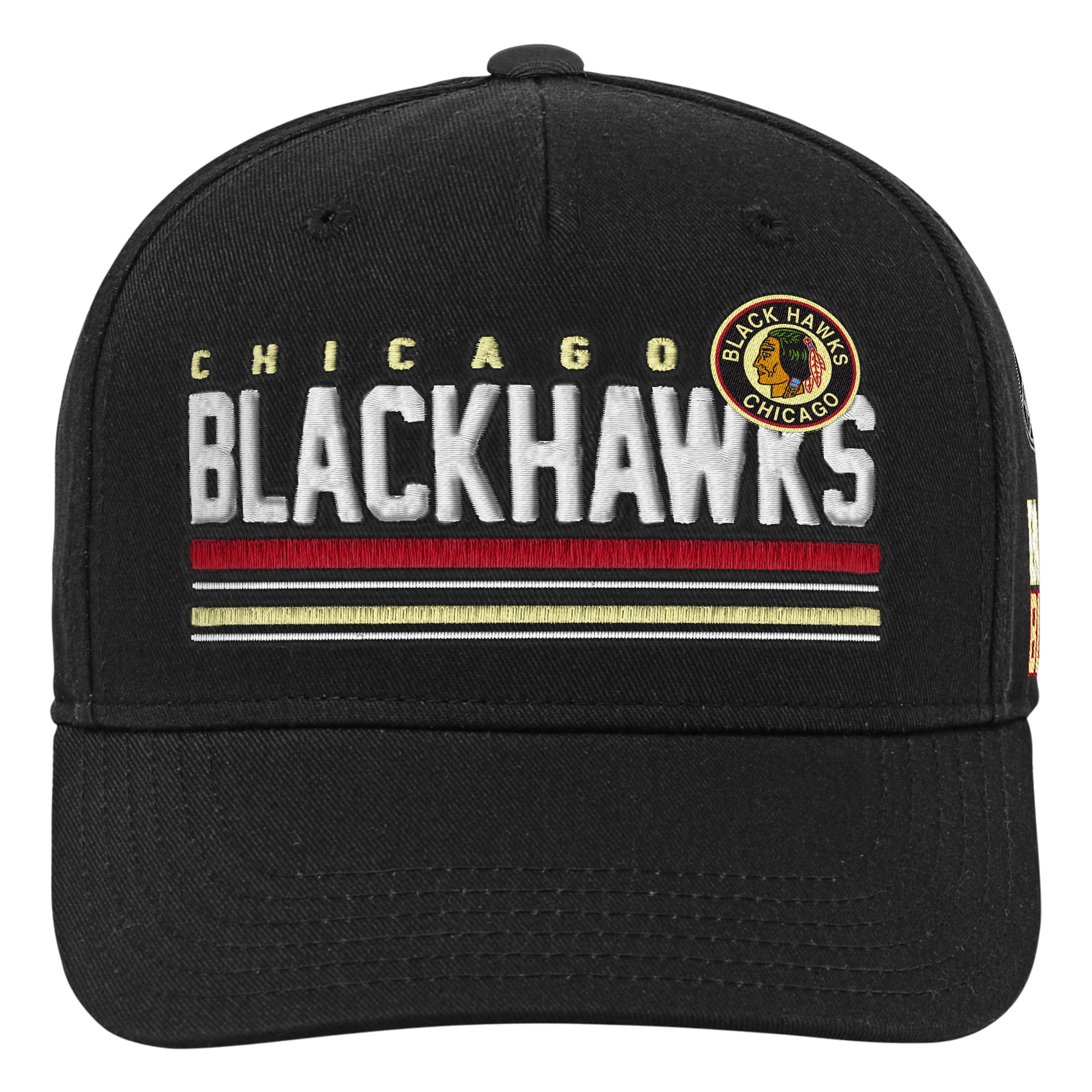 Youth Mitchell & Ness Black Chicago Blackhawks Triple Play Pro Pinch Snapback Hat