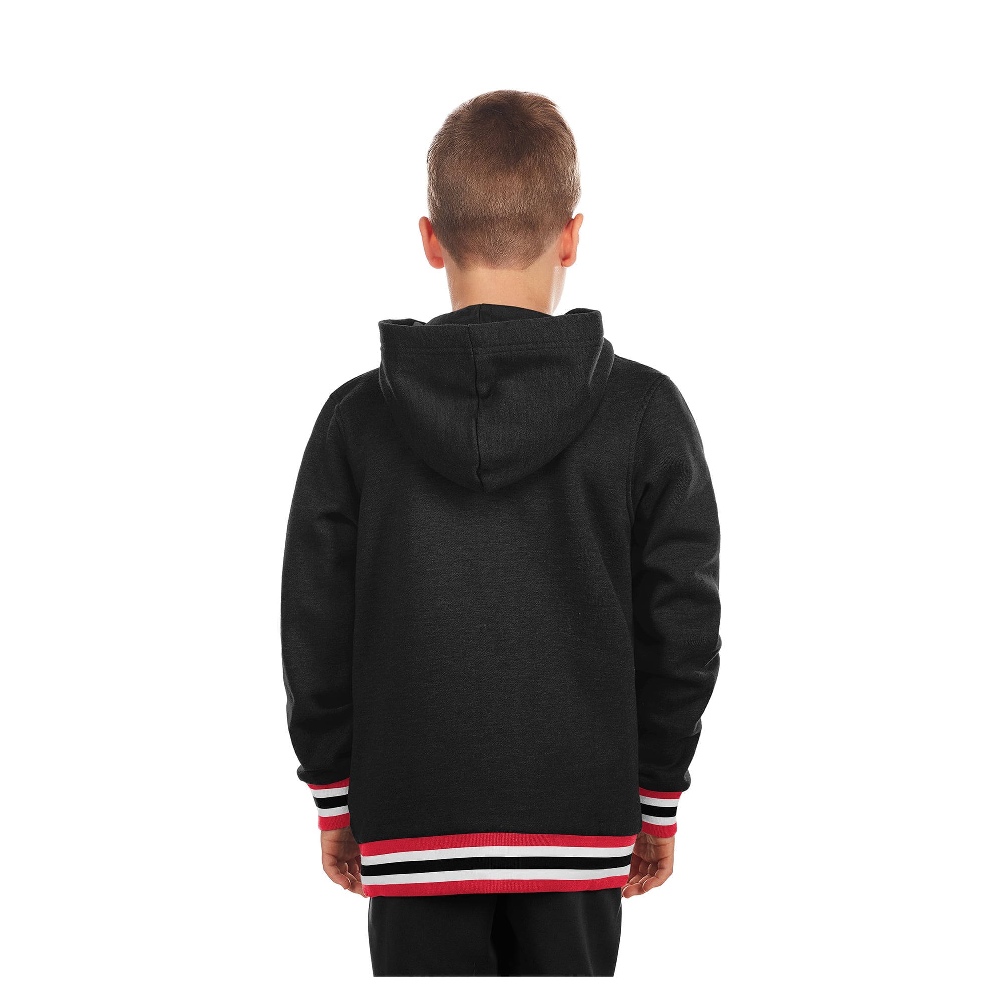Youth New Era Black Chicago Blackhawks Knit Trim Pullover Hoodie