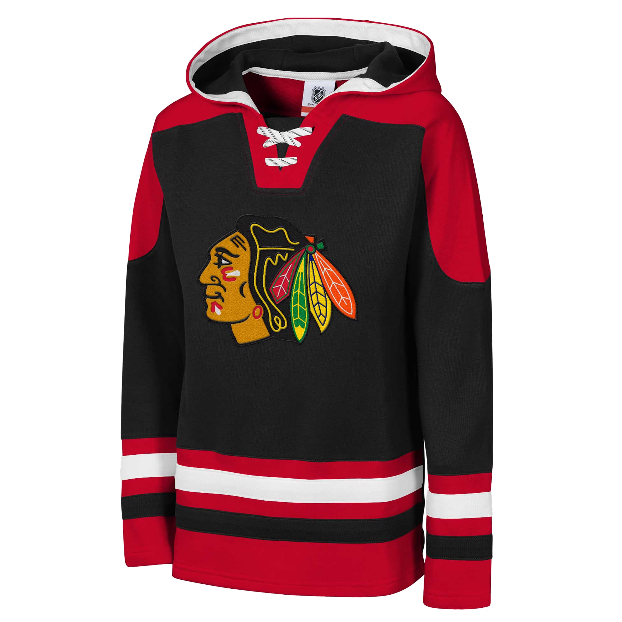 Sweat à capuche raglan col en V Youth Outerstuff Black Chicago Blackhawks Ageless Must Have Home