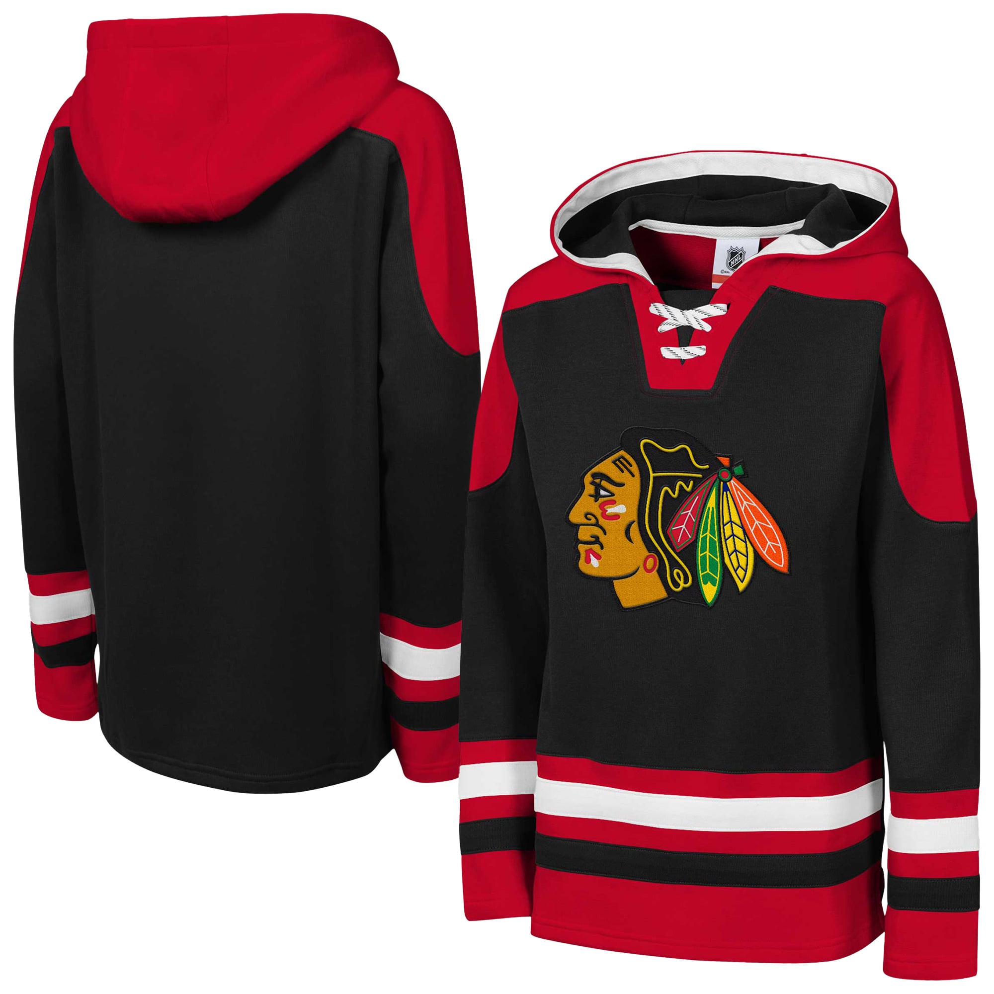 Sweat à capuche raglan col en V Youth Outerstuff Black Chicago Blackhawks Ageless Must Have Home
