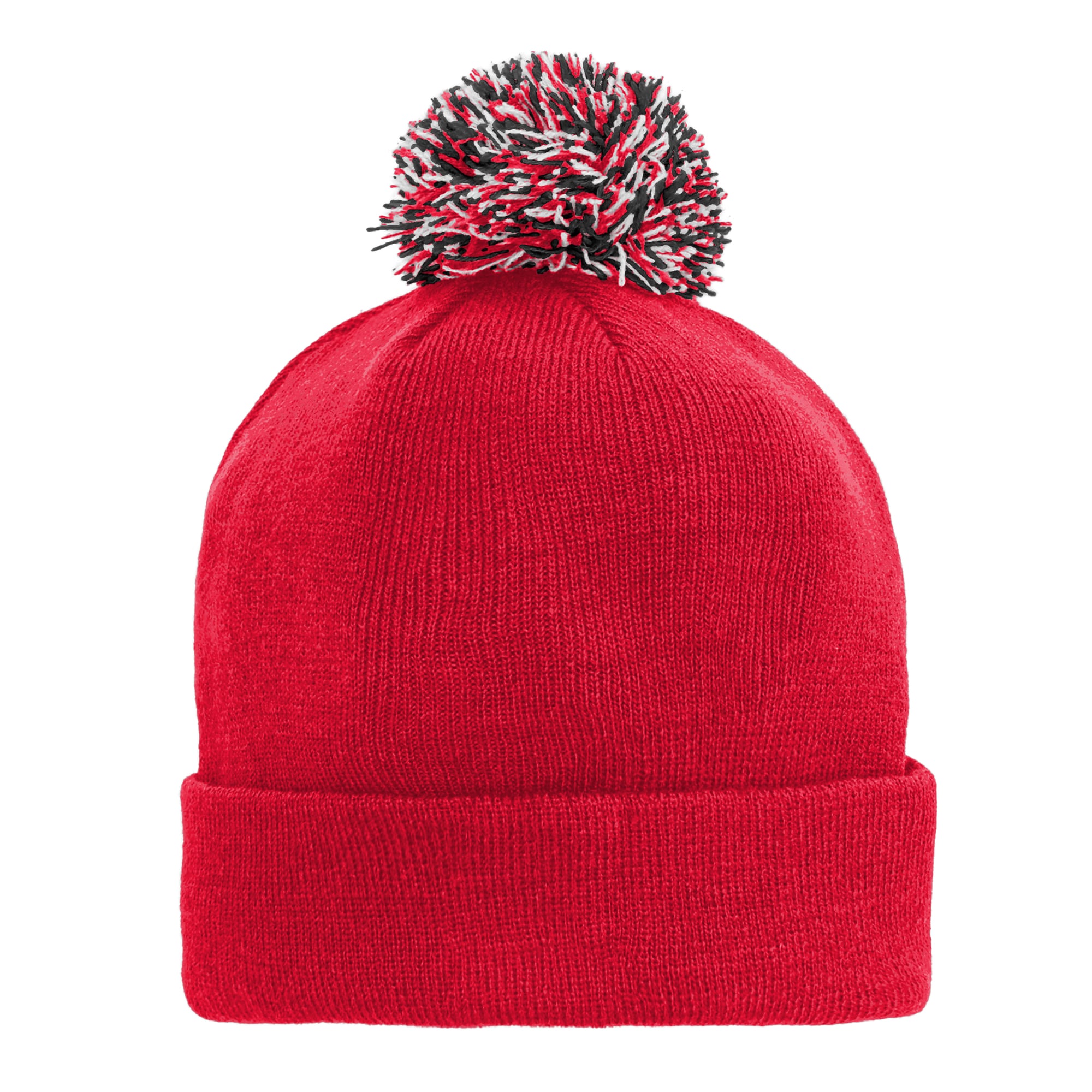 Bonnet tricoté à revers rouge Chicago Blackhawks pour enfant Outerstuff avec pompon