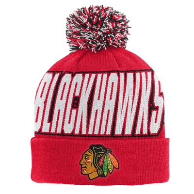 Chicago Blackhawks Outerstuff Youth Cuffed Knit Hat with Pom - Red