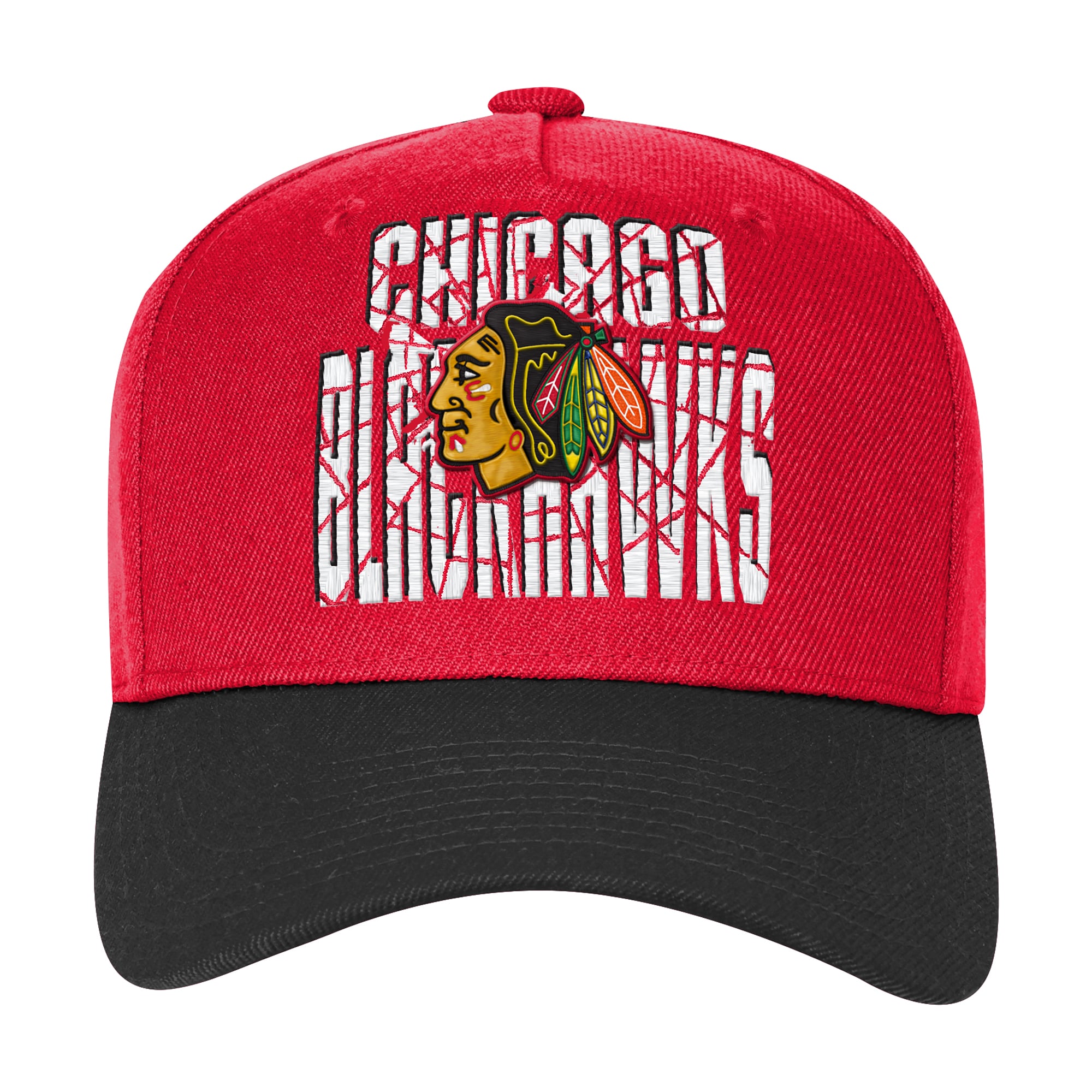 Casquette ajustable rouge et noire Chicago Blackhawks pour jeunes Outerstuff