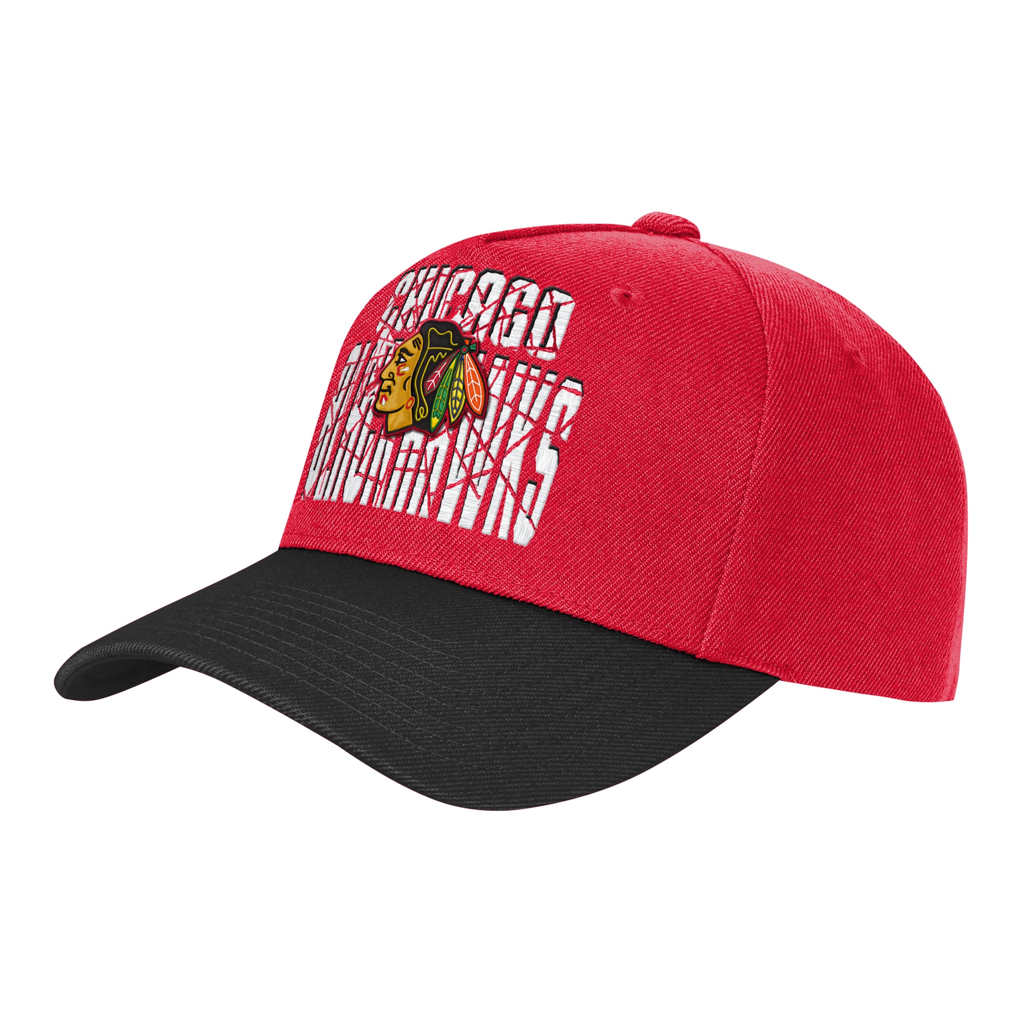 Casquette ajustable rouge et noire Chicago Blackhawks pour jeunes Outerstuff