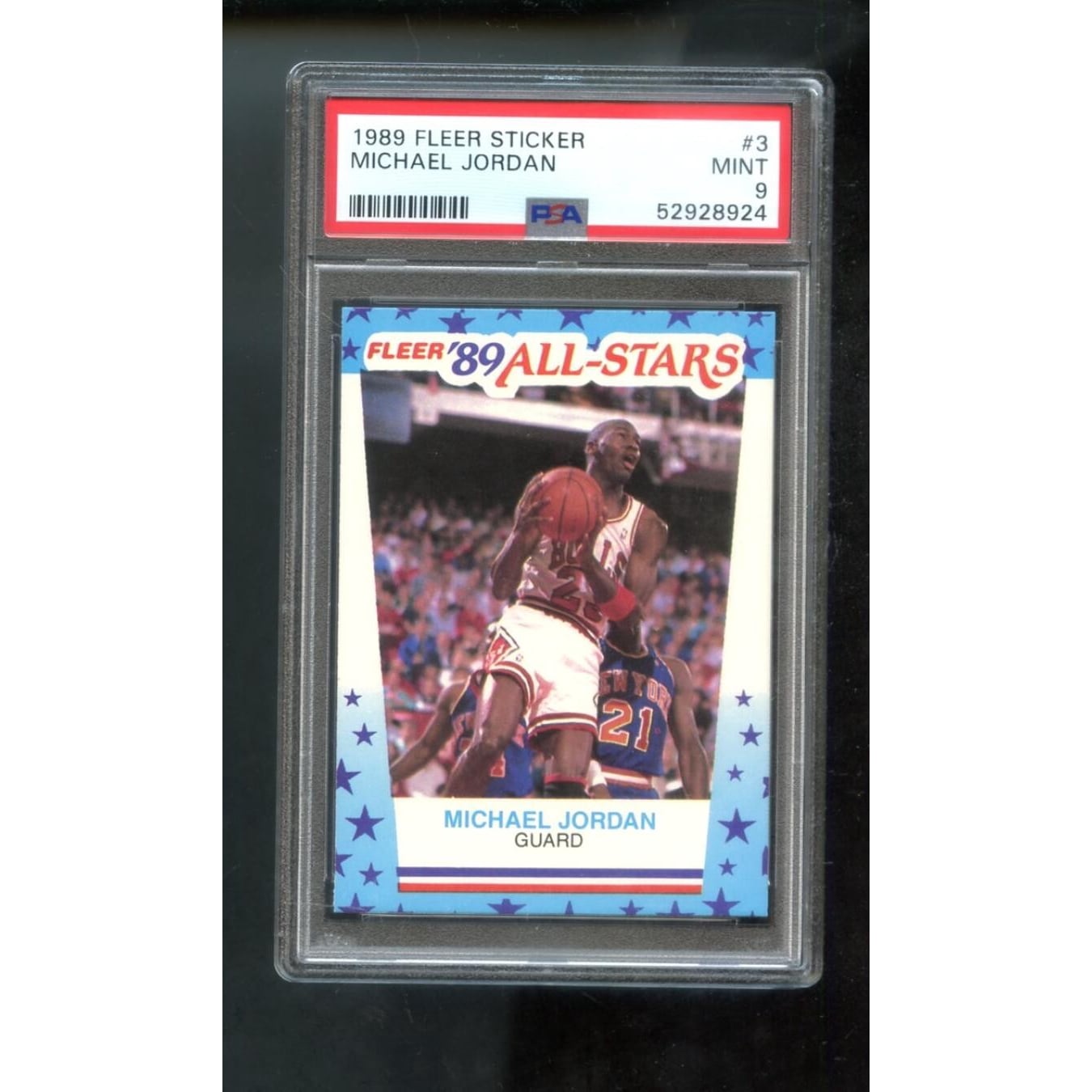 1989-90 Fleer Sticker #3 Michael Jordan PSA 9 Graded Basketball 