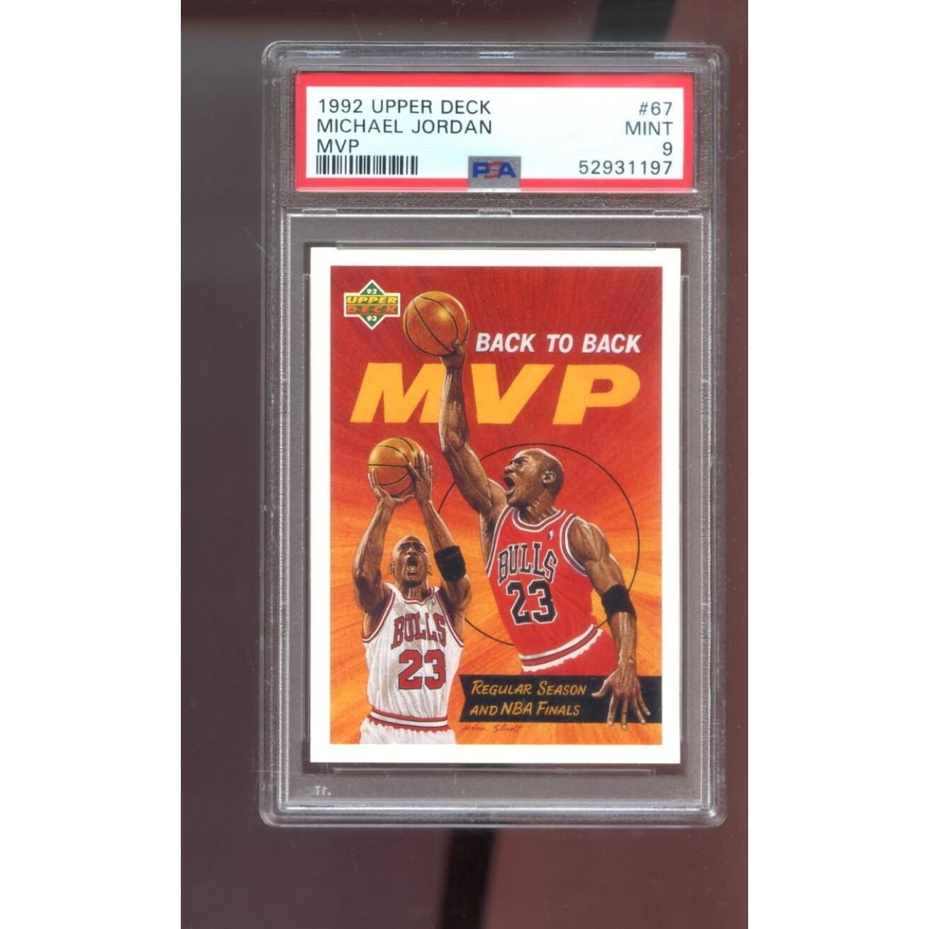 1992-93 Upper Deck #67 Michael Jordan PSA 9 Graded Card NBA Back 