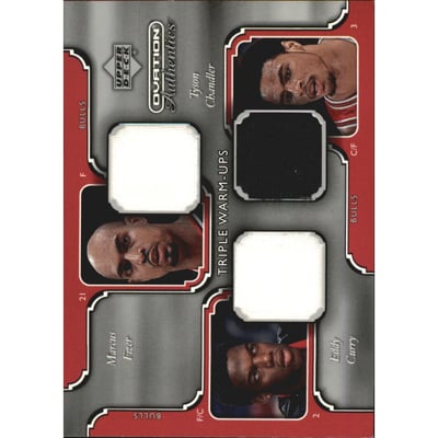 2002-03 Upper Deck Ovation Authentics Warm-Ups Triple #CFC Eddy Curry/Marcus Fizer/Tyson Chandler