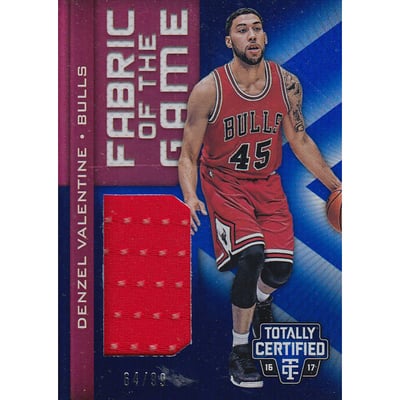 2016-17 Totally Certified Fabric of the Game Rookie Jerseys Blue #26 Denzel Valentine