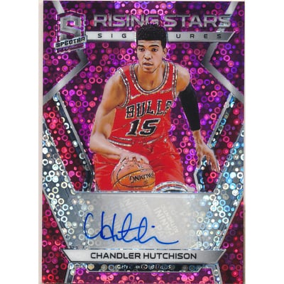2018-19 Panini Spectra Rising Stars Signatures Neon Pink #28 Chandler Hutchison