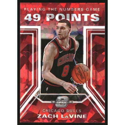 2019-20 Panini Contenders Optic Playing the Numbers Game Red Cracked Ice #8 Zach LaVine