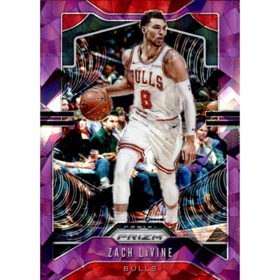 2019-20 Panini Prizm Prizms Purple Ice #61 Zach LaVine