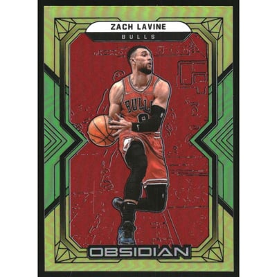 2021-22 Panini Obsidian Electric Etch Red Yellow Green Flood #19 Zach LaVine