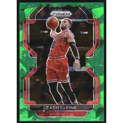 2021-22 Panini Prizm Prizms Green Ice #107 Zach LaVine