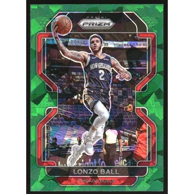 2021-22 Panini Prizm Prizms Green Ice #69 Lonzo Ball