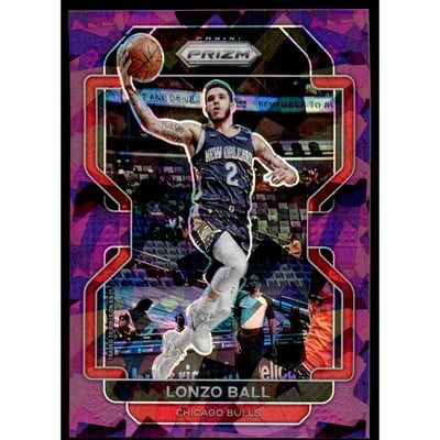 2021-22 Panini Prizm Prizms Purple Ice #69 Lonzo Ball