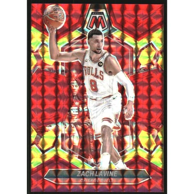 2023-24 Panini Mosaic Mosaic Choice Fusion Red and Yellow #100 Zach LaVine