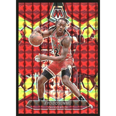 2023-24 Panini Mosaic Mosaic Choice Fusion Red and Yellow #68 Ayo Dosunmu