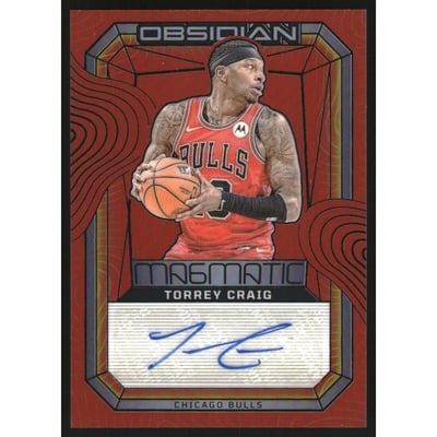 2023-24 Panini Obsidian Magmatic Signatures Electric Etch Orange Flood #30 Torrey Craig