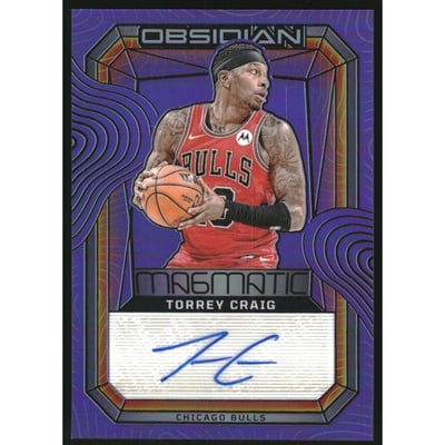 2023-24 Panini Obsidian Magmatic Signatures Electric Etch Purple Flood #30 Torrey Craig