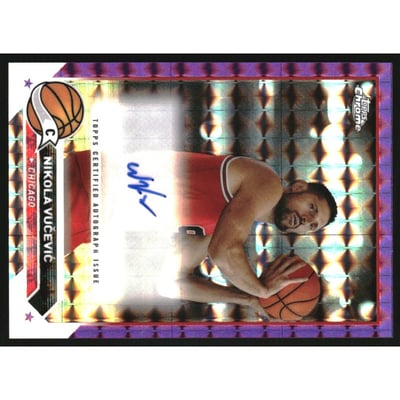 2023-24 Topps Chrome Autographs Purple Geometric Refractors #CGNV Nikola Vucevic