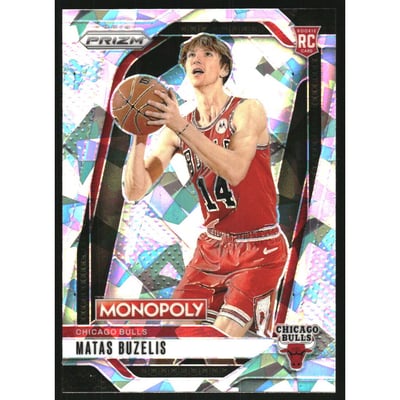 2024-25 Panini Prizm Monopoly White Cracked Ice #12 Matas Buzelis