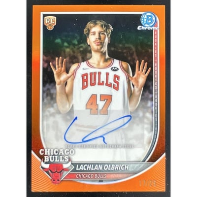 2025-26 Bowman Chrome Orange #BCA-LO Lachlan Olbrich RC Auto /25
