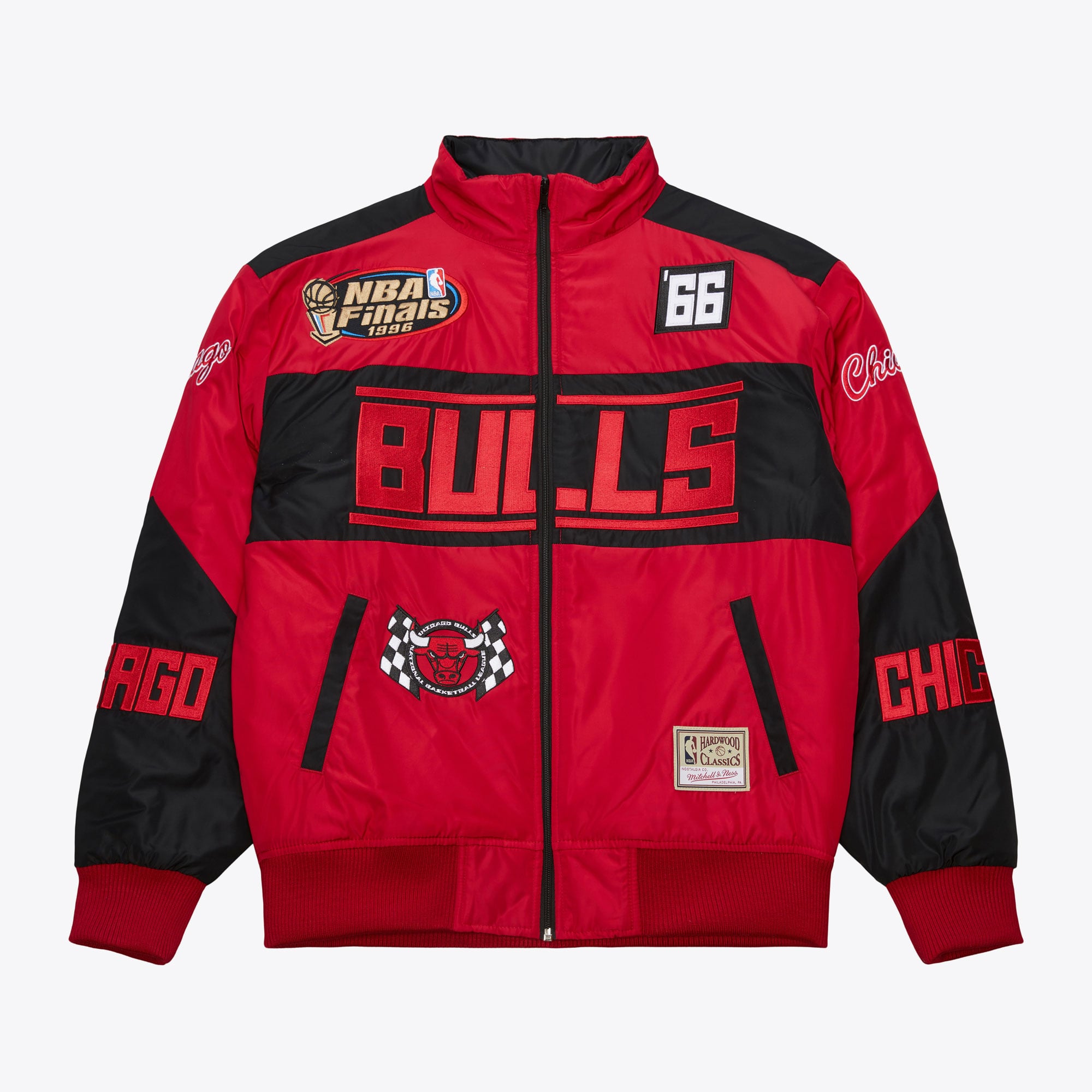Chicago Bulls Black Speedway Nylon Varsity Full-Zip Jacket