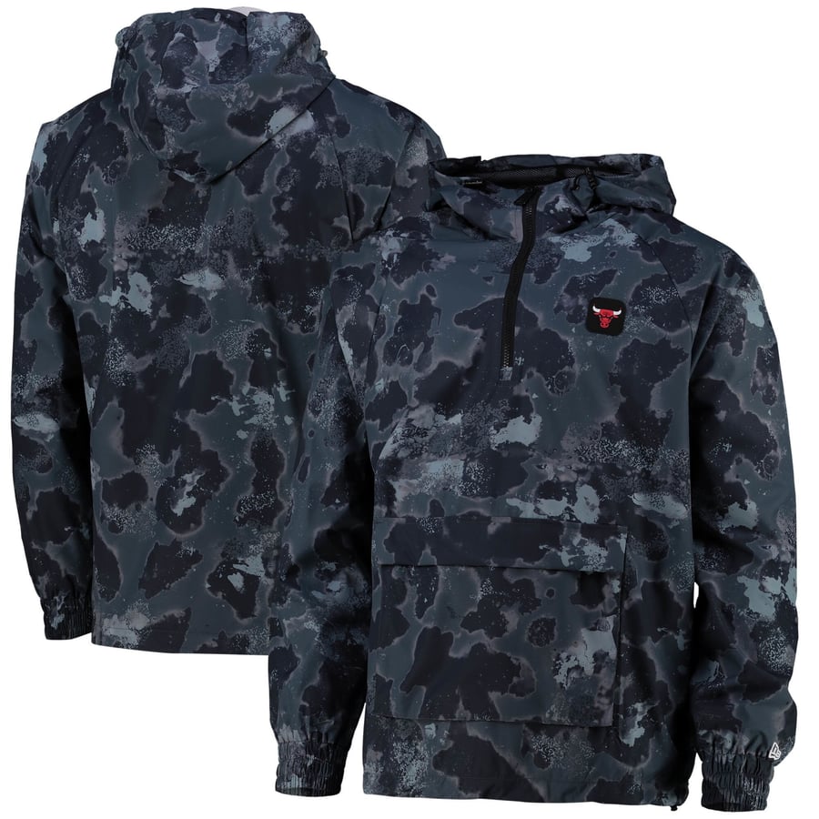Chicago Bulls New Era Outdoor Utility All Over Print Windbreaker - Mens