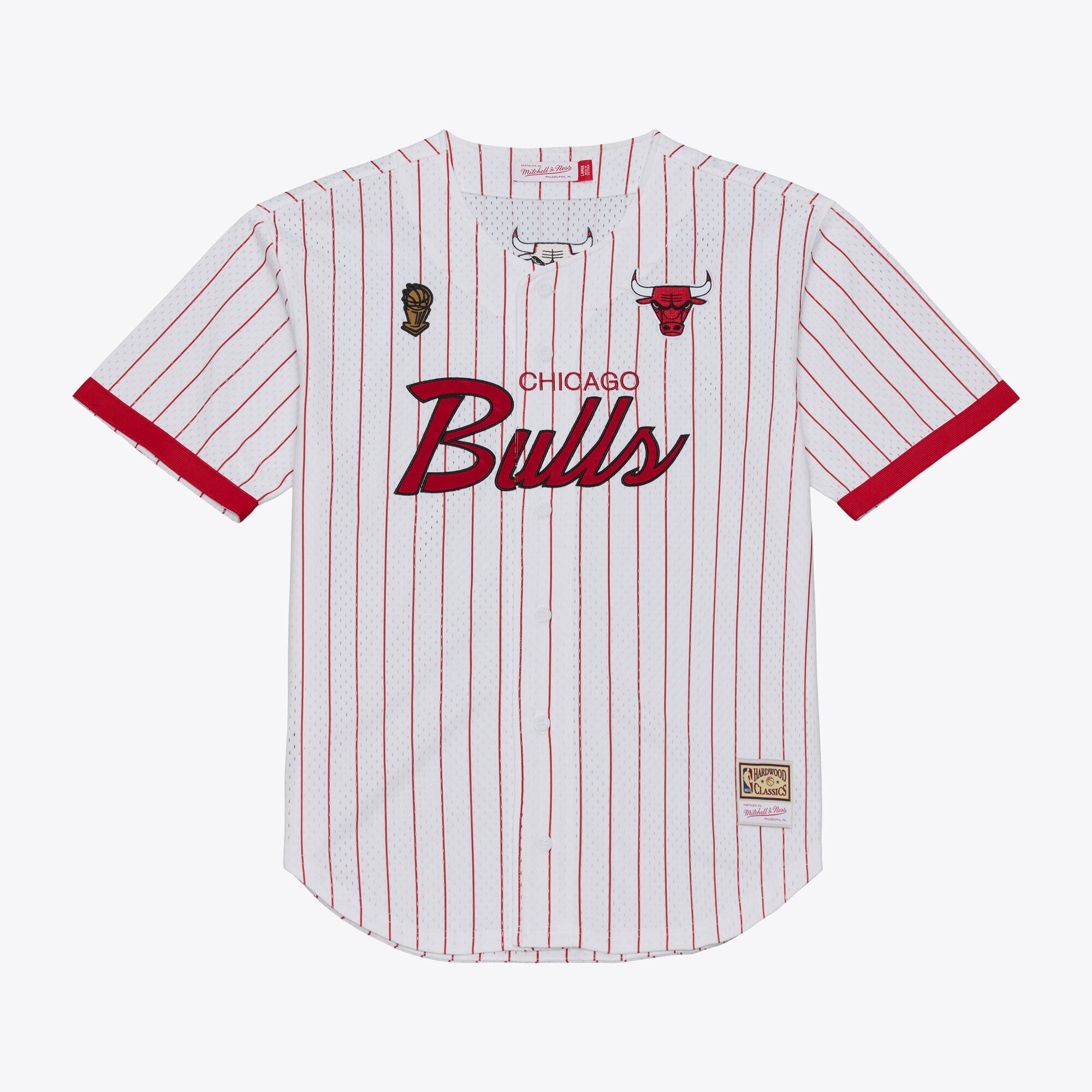 Chicago Bulls White Head Coach Pinstripe Mesh Full-Button Baseball 