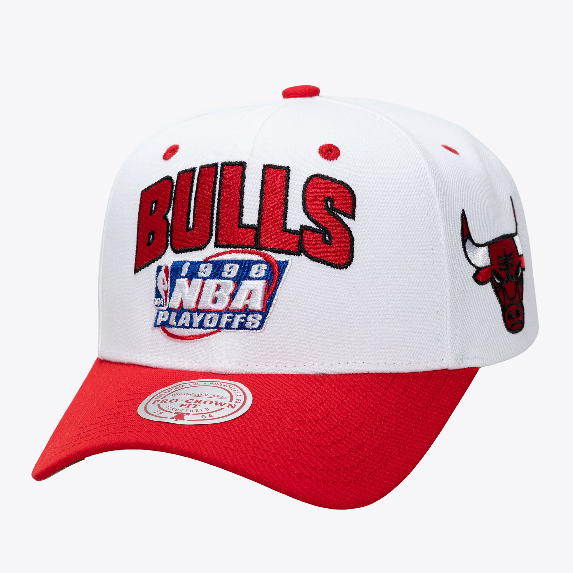 Chicago Bulls White/Red 1996 NBA Playoffs Pro Crown Snapback Hat