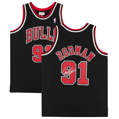 Dennis Rodman Chicago Bulls Fanatics Authentic Autographed Black 1997-98 Mitchell & Ness Replica Jersey